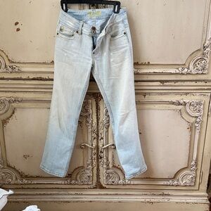 Miss Me Light Blue Denim Jeans with Yellow Embroidery